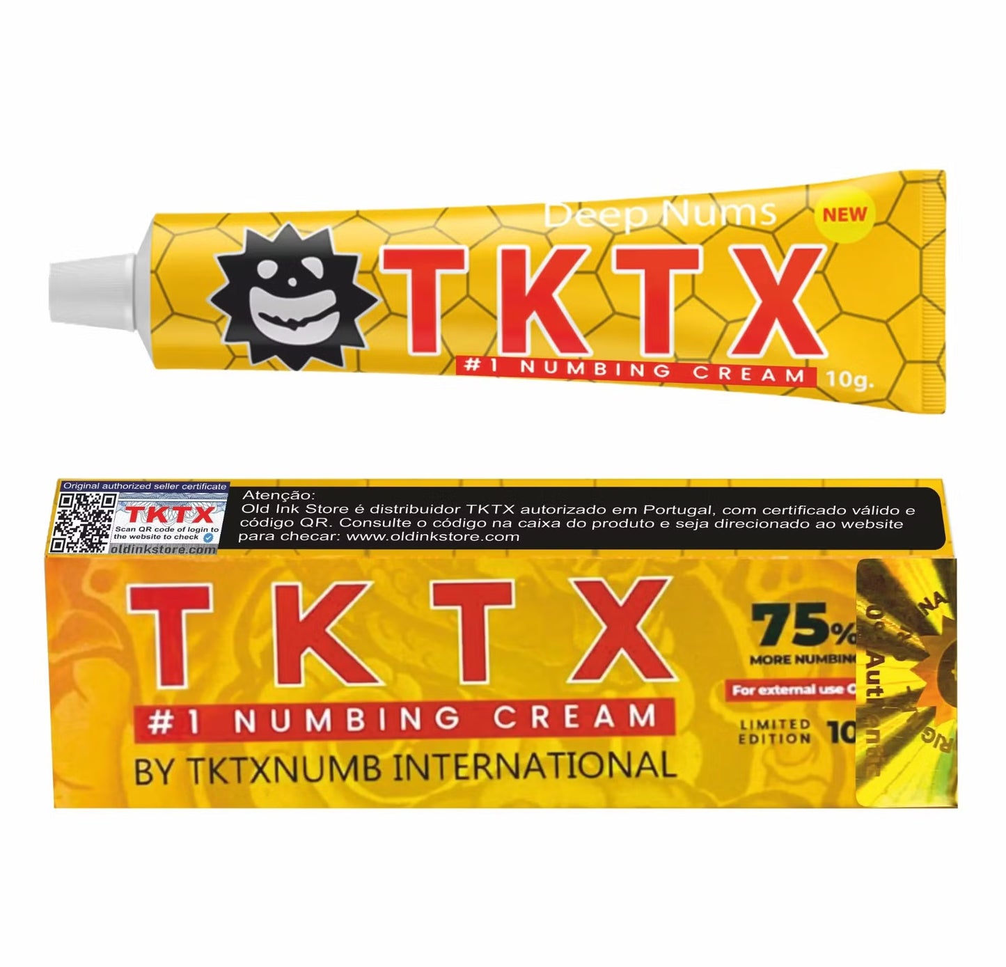 TKTX Yellow 75% Tattoo Numbing Cream – Limited Edition, Maximum Strength for Pain-Free Tattoos 10g