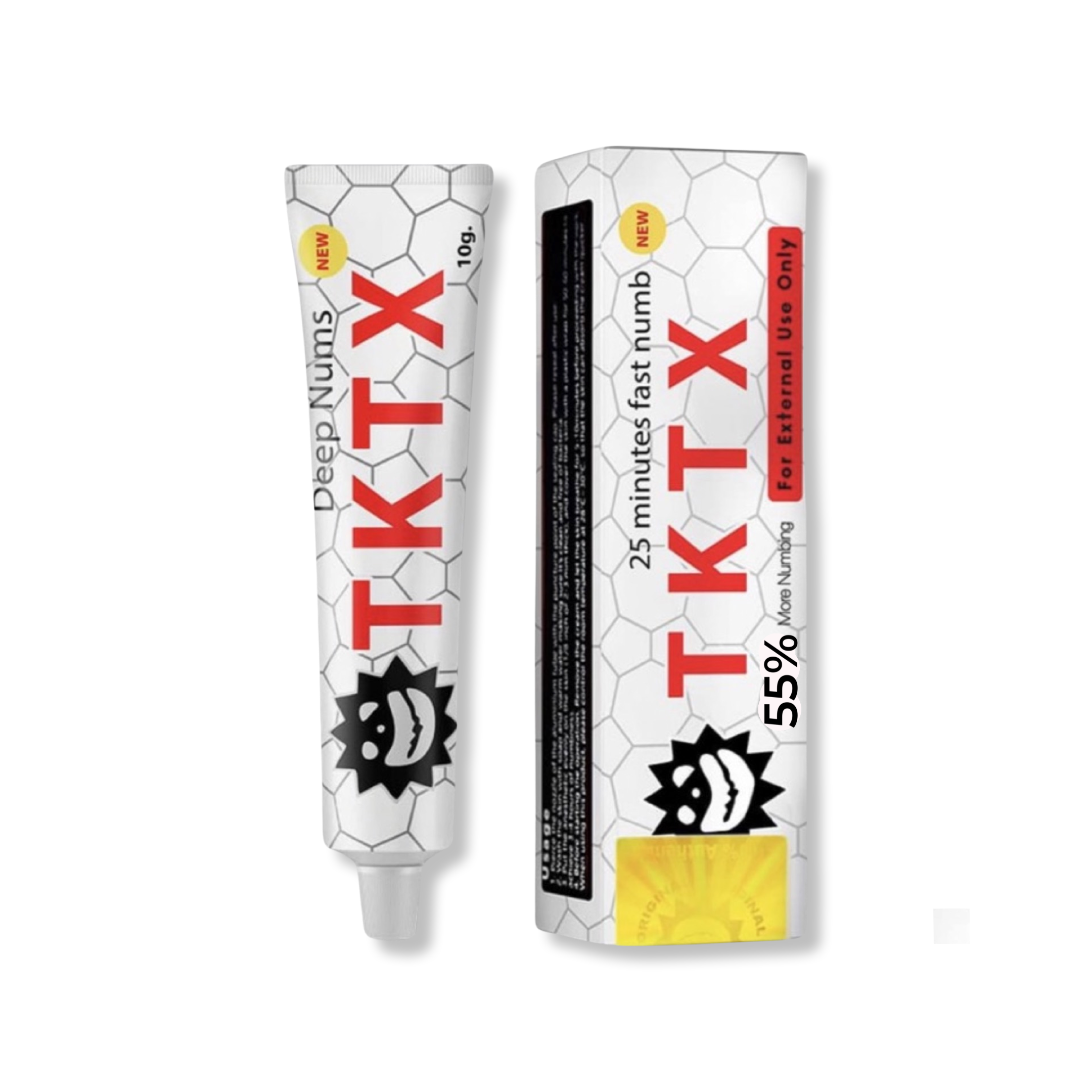 TKTX White 55% Numbing Cream – Maximum Strength Pain Relief for Tattoos & Cosmetic Procedures 10g