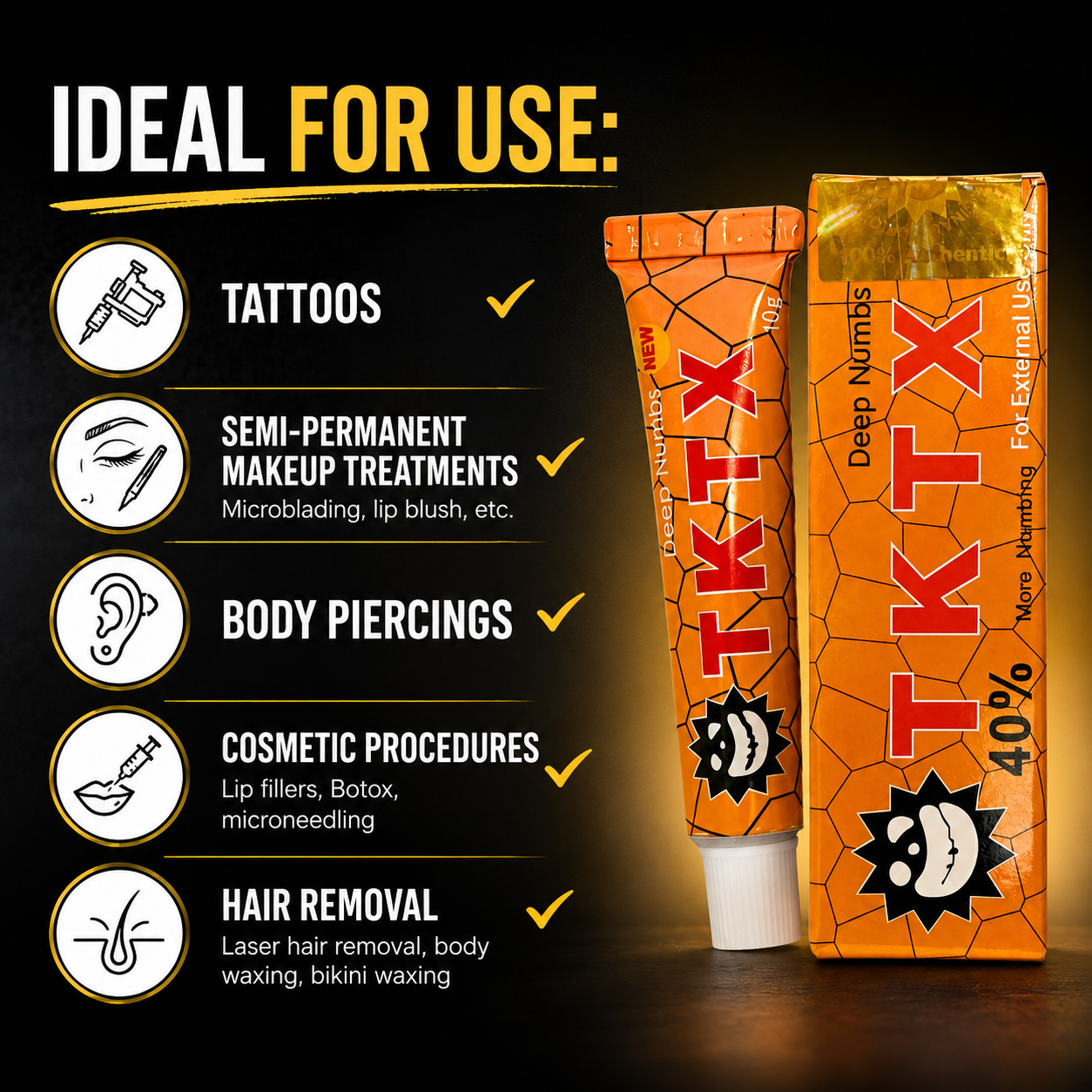 Gelbe TKTX 40% Betäubungscreme – extra tiefe Betäubung | Tattoo-Betäubungscreme 10g